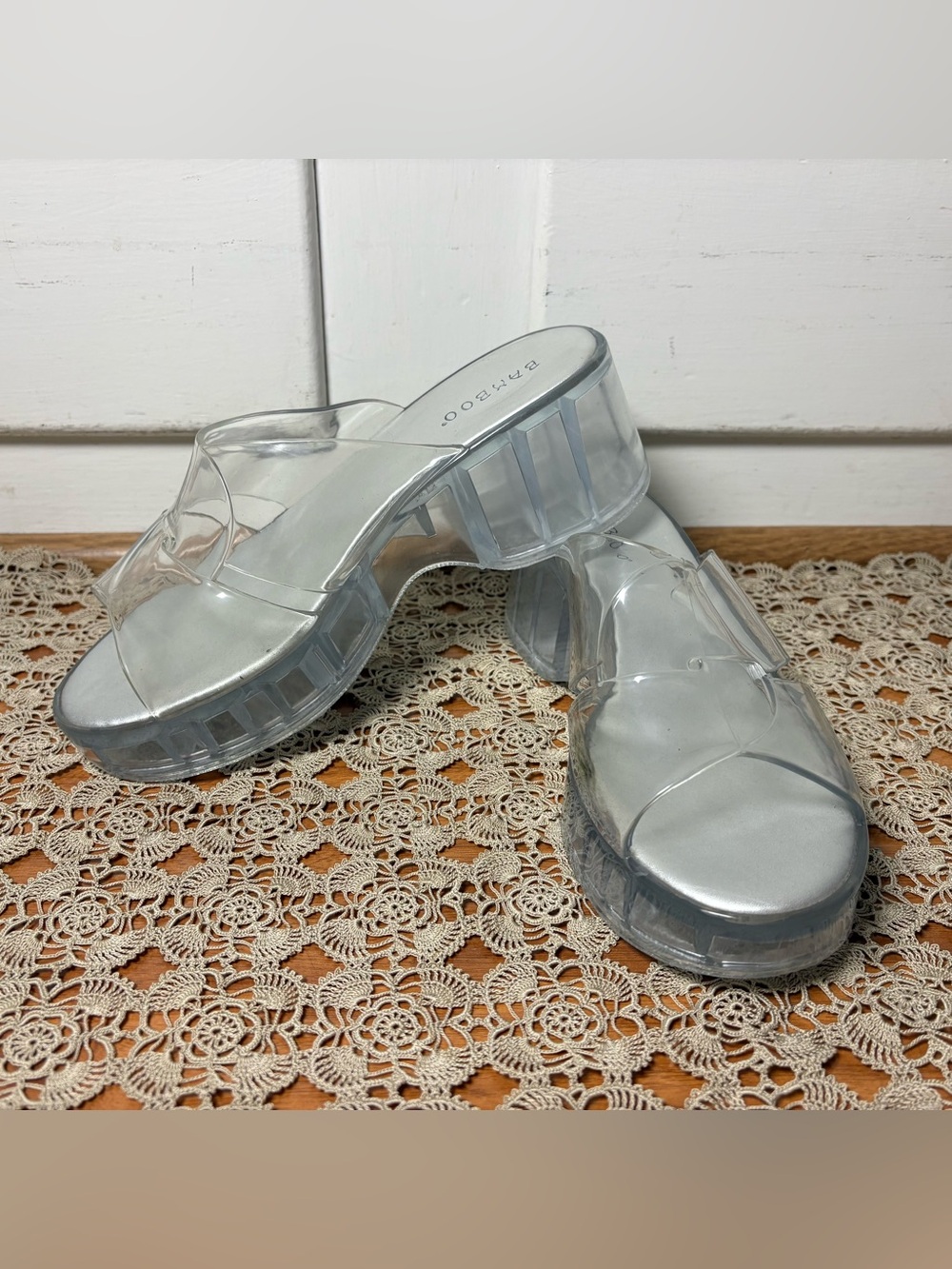 Bamboo Clear Jelly Women’s Platform Slide Sandals